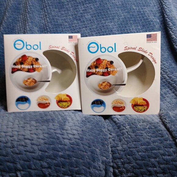 2 Obol The Original Crispy Bowl Spiral Slide Design WHITE USA Made Swoop Scoop - Picture 2 of 10
